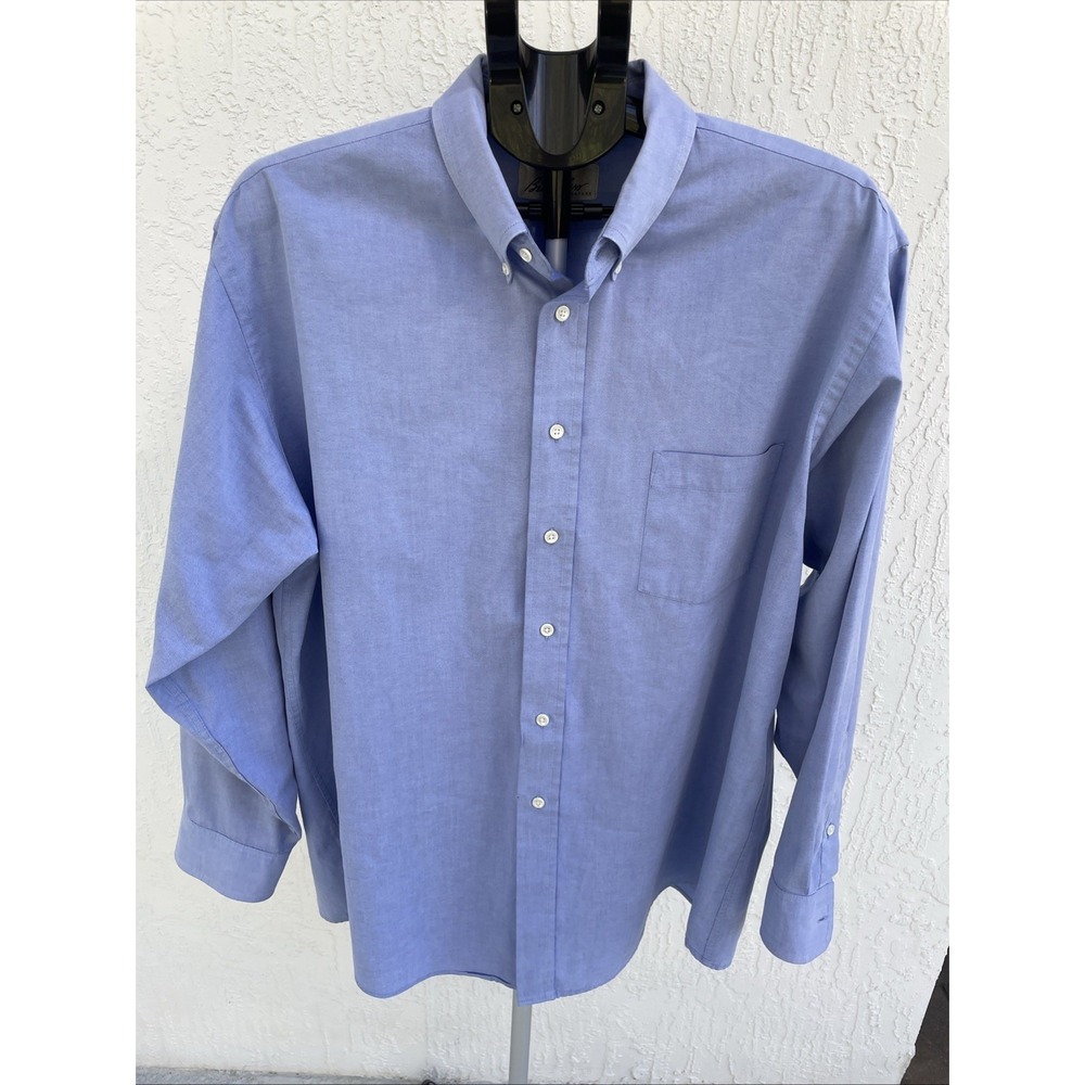 Bill Blass Men's Dress Shirt Chambray‎ Blue Blended Pinpoint Size 17.5 34/35